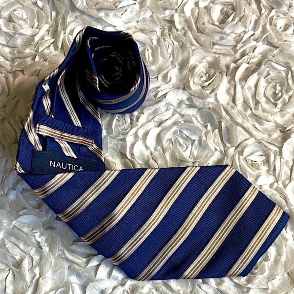 New Nautica mens silk striped tie